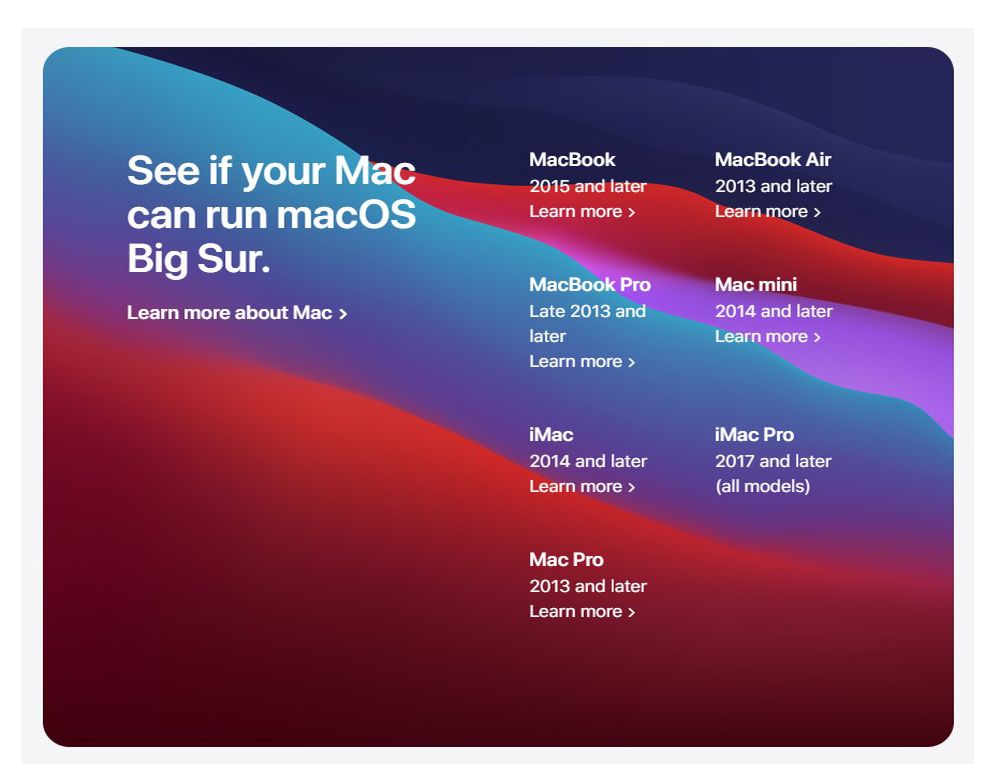 能够支援macOS Big Sur的设备。-图取自Soyacincau-