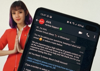 亚航乘客可用WhatsApp 联系AVA人工智能客服