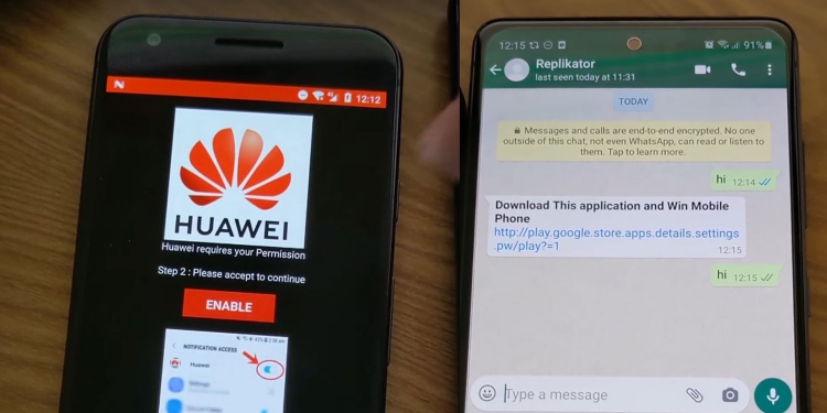 小心用户名和密码被窃取 恶意软件传播假的华为应用程序