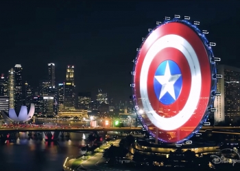 宣传《猎鹰与酷寒战士》狮城摩天轮现美国队长盾牌