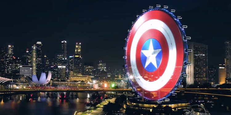 宣传《猎鹰与酷寒战士》狮城摩天轮现美国队长盾牌