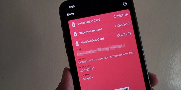 苹果钱包已经可添加MySejahtera疫苗证书！
