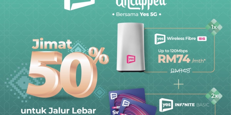 Yes 5G无限宽频及2后付电话线 每月仅RM190