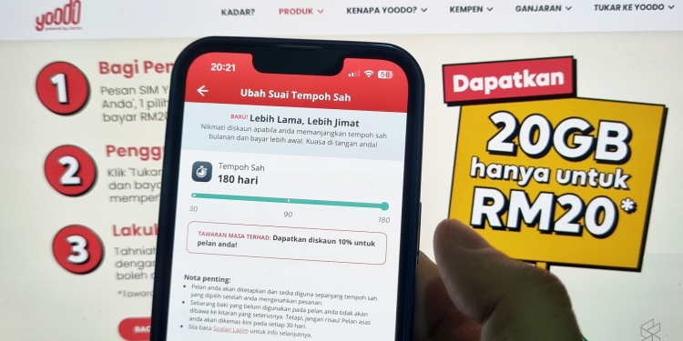 Yoodo用户购买180天有效期高速网络配套 可享10%折扣