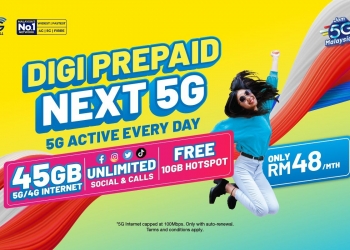 Digi Prepaid Next 5G提供高速数据无限通话 月费RM48