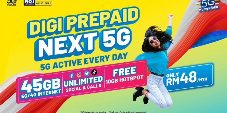 Digi Prepaid Next 5G提供高速数据无限通话 月费RM48