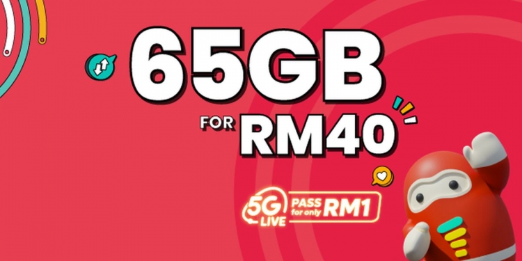 Yoodo 65GB 5G高速数据 每月只需RM41！