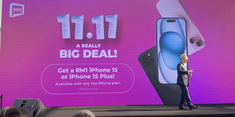 Yes 5G双十一Lot 10办促销！ RM1可买iPhone 15或15 Plus
