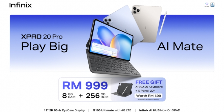 Infinix Xpad 20 Pro登陆大马售价999令吉 送键盘保护套和手写笔