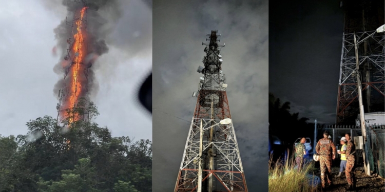 江沙电讯塔起火 CelcomDigi、Maxis和Unifi Mobile服务受影响