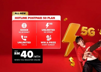 全新Hotlink Postpaid配套：每月仅需40令吉，即可享500GB不限速5G/4G数据