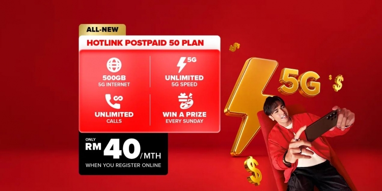 全新Hotlink Postpaid配套：每月仅需40令吉，即可享500GB不限速5G/4G数据