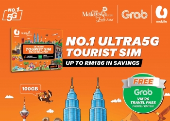 U Mobile推出ULTRA5G Tourist SIM配套：100GB数据售价15令吉起，捆绑Grab Visit Malaysia 2026 Travel Pass